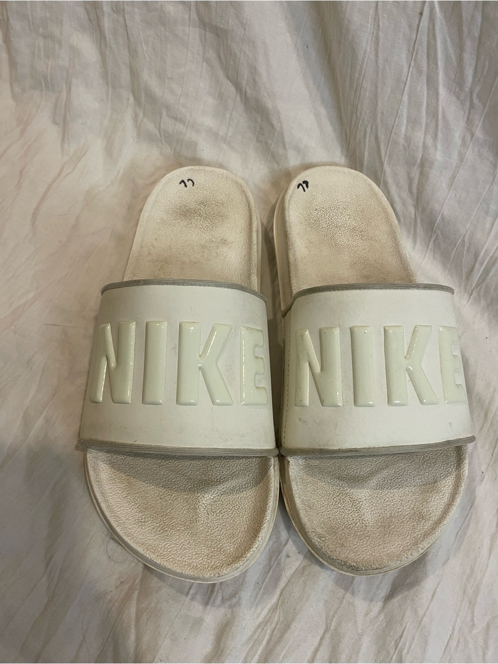 Nike Kids Cream White Logo Slide Sandals